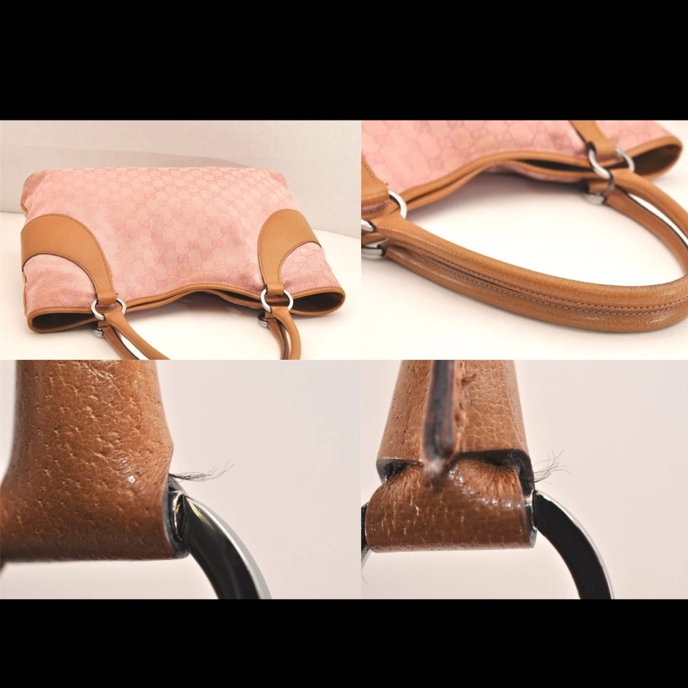 GUCCI Shoulder Hand Tote Bag GG Canvas Leather Pink - Picture 6 of 10